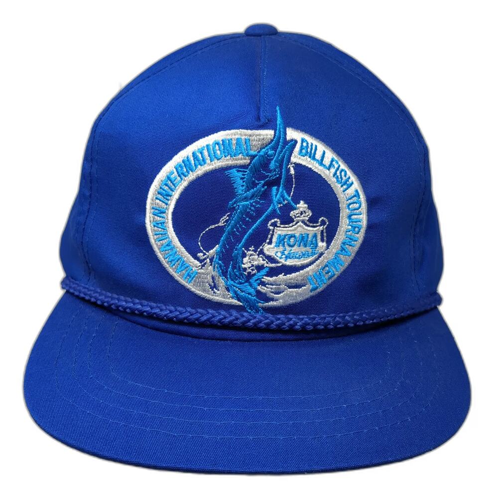 Hawaiian Headwear Trucker Blue OS Billfish Tournament Kona Rope Fishing Hat